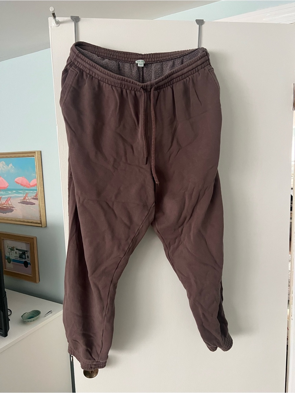 aerie Chocolate Brown Drawstring Jogger Pants - Picture 2 of 4